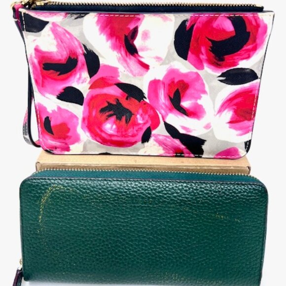 2)Wallet Kate Spade Pink leather convas & Other Wallet Full Zip Leather Green(69 - Picture 2 of 9